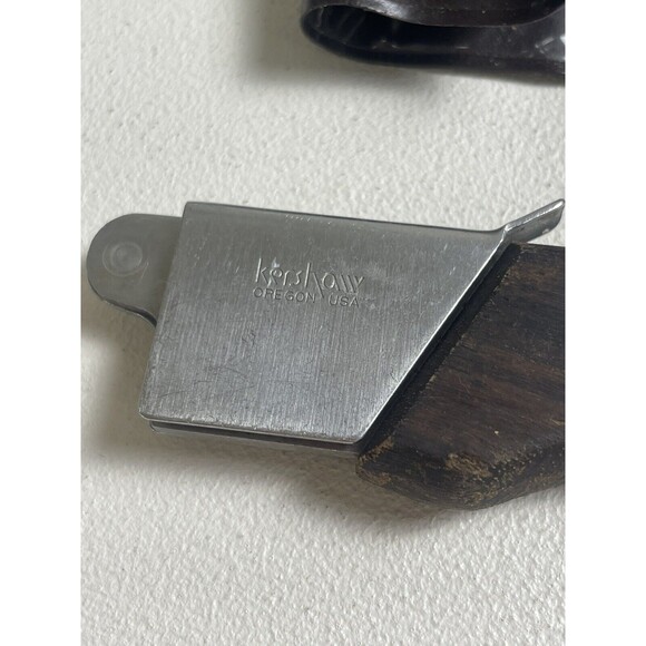 KERSHAW/KAI Blade-Trader model 1099 Wooden Handle, 6 Knives, case, papers. 1980s - Picture 7 of 9